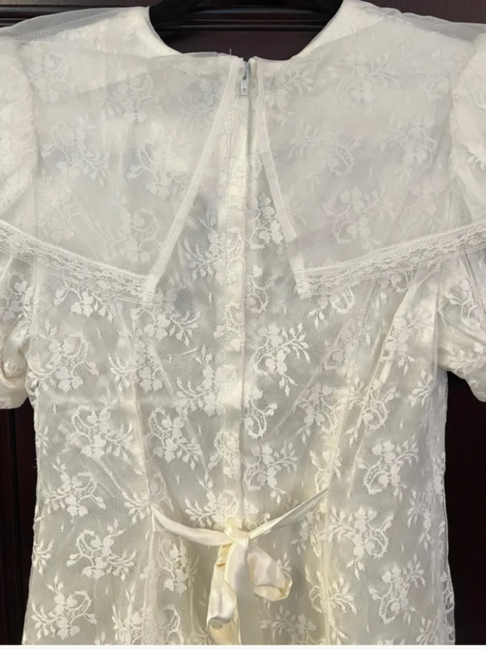 Vintage Jessica McClintock White Lace Dress - Sailor Collar Sz 7